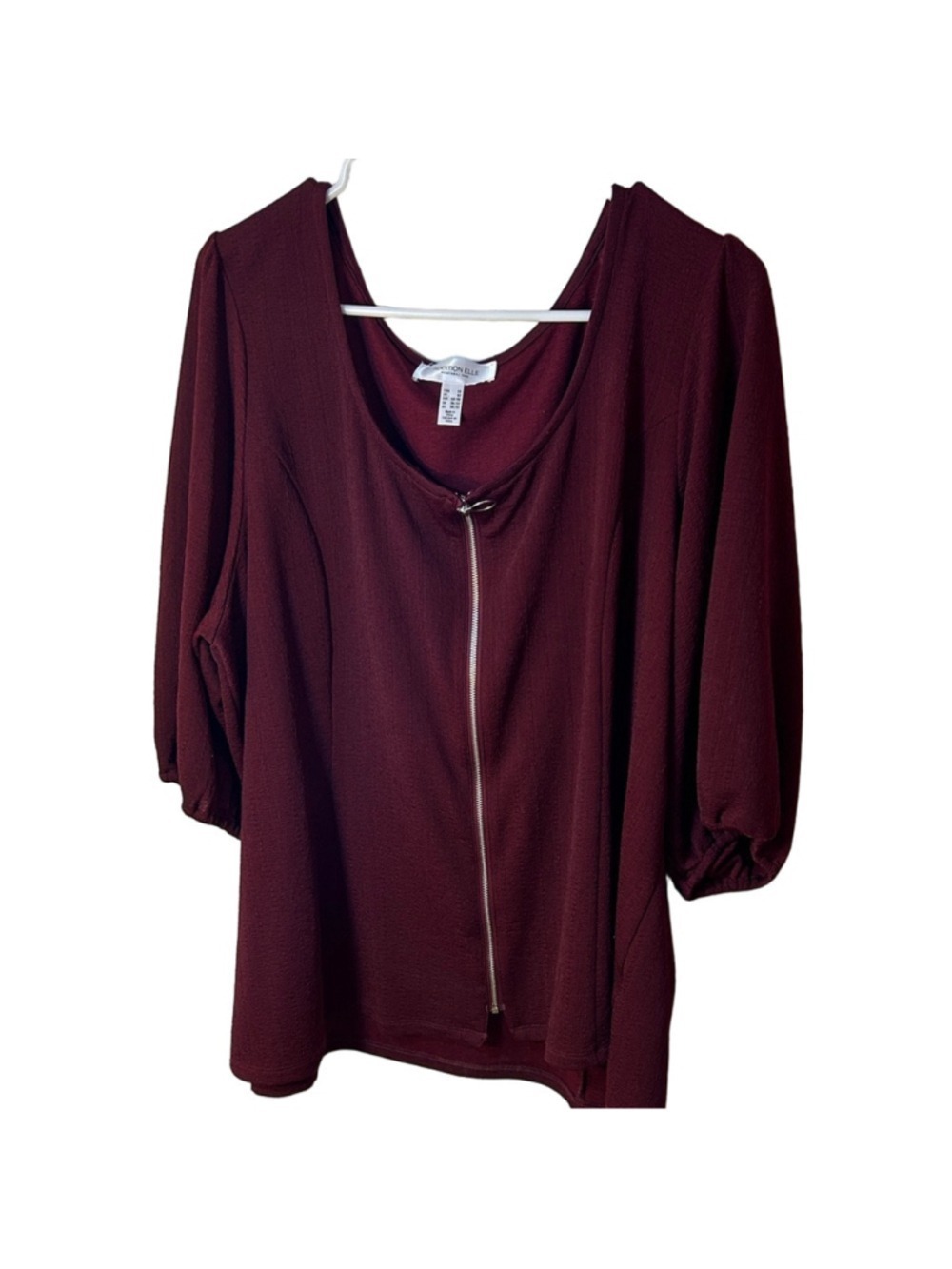 Pennington’s Addition Elle Maroon short sleeve Zip-Up Top size 4X